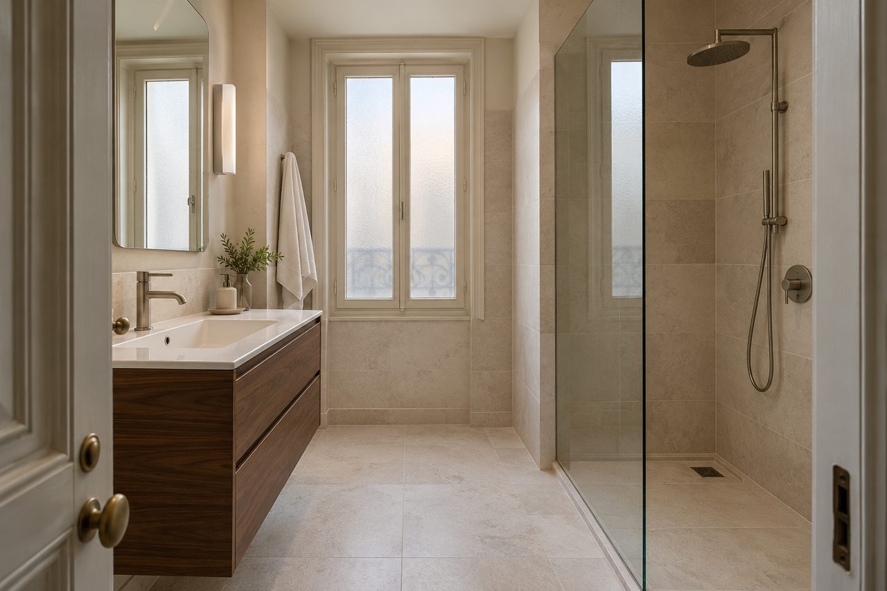 Exemple illustratif : rénovation de salle de bain dans un logement parisien